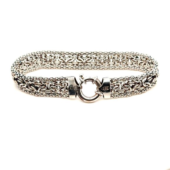 925 Italy Flat Link Bracelet - Picture 1 of 5
